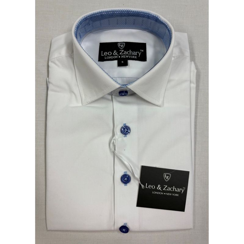 WHITE SHIRT BLUE TRIM WRINKLE FREE / 50039 WHITE SHIRT BLUE TRIM WRINKLE FREE / 50039