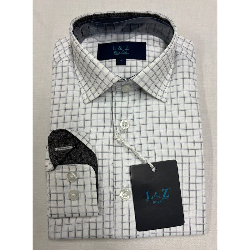 WHITE GREY/NAVY SHIRT WINDOW PANE CHECK / 5970 WHITE GREY/NAVY SHIRT WINDOW PANE CHECK / 5970