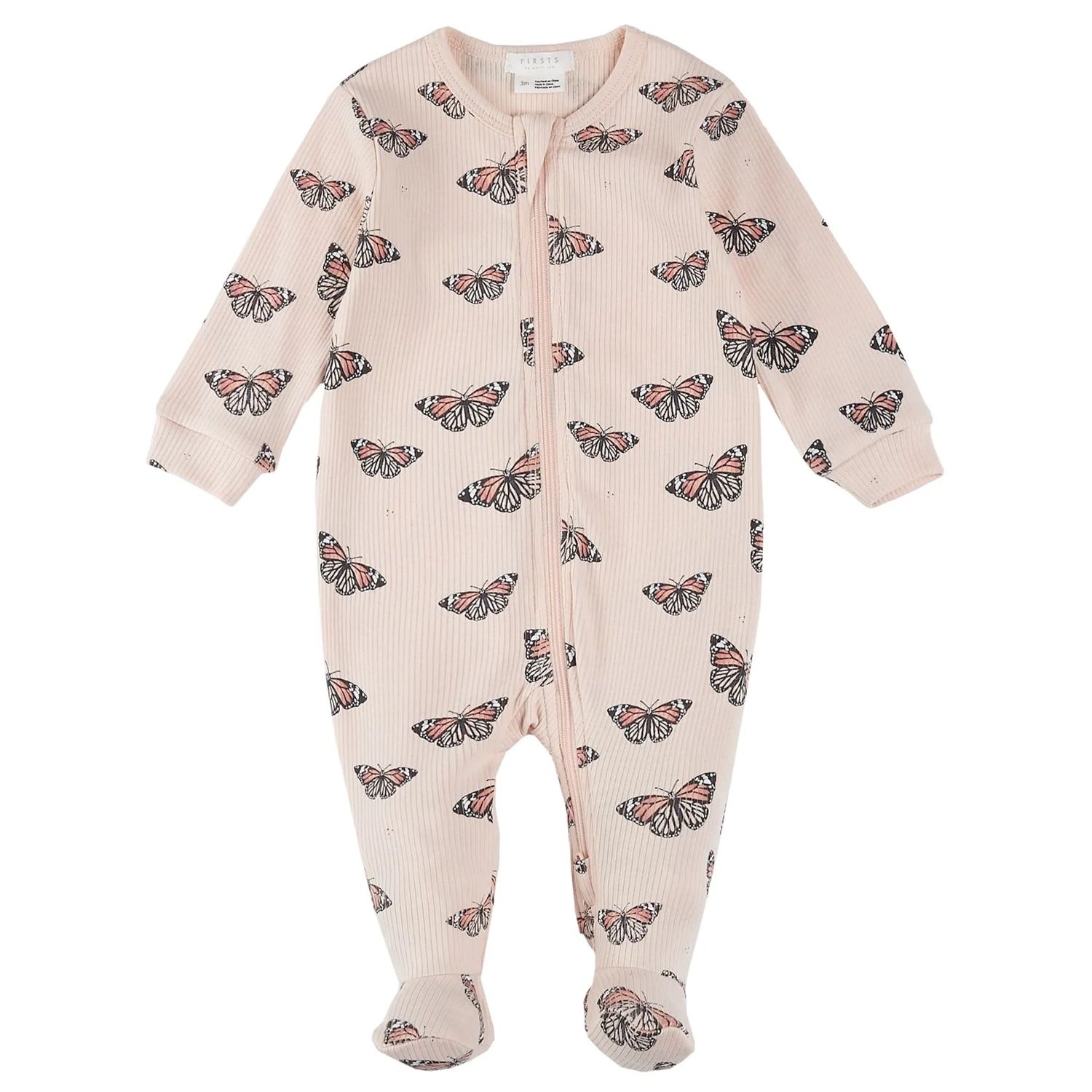 PINK SLEEPER BUTTERFLY PRINT 2WAY ZIPPER RIBBED EFFECT / 25SGL30P01B