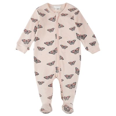 PINK SLEEPER BUTTERFLY PRINT 2WAY ZIPPER RIBBED EFFECT / 25SGL30P01B
