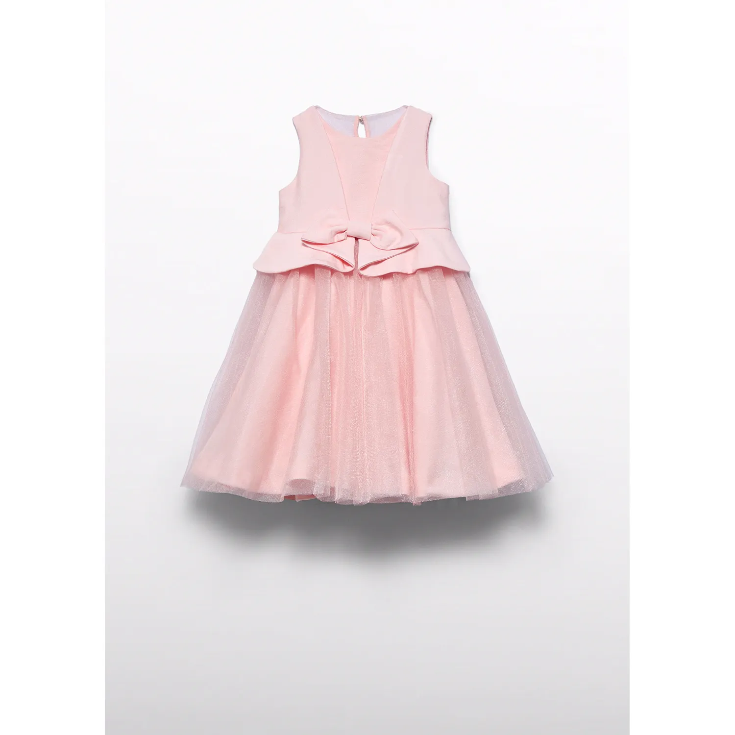 PINK DRESS TULLE SKIRT SATIN BODICE BOW TRIM / 5034-051