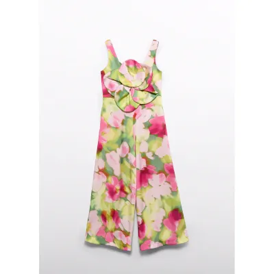 FUSCHIA JUMPSUIT MULTICOLORED PRINT WATERCOLOR / 5227-004