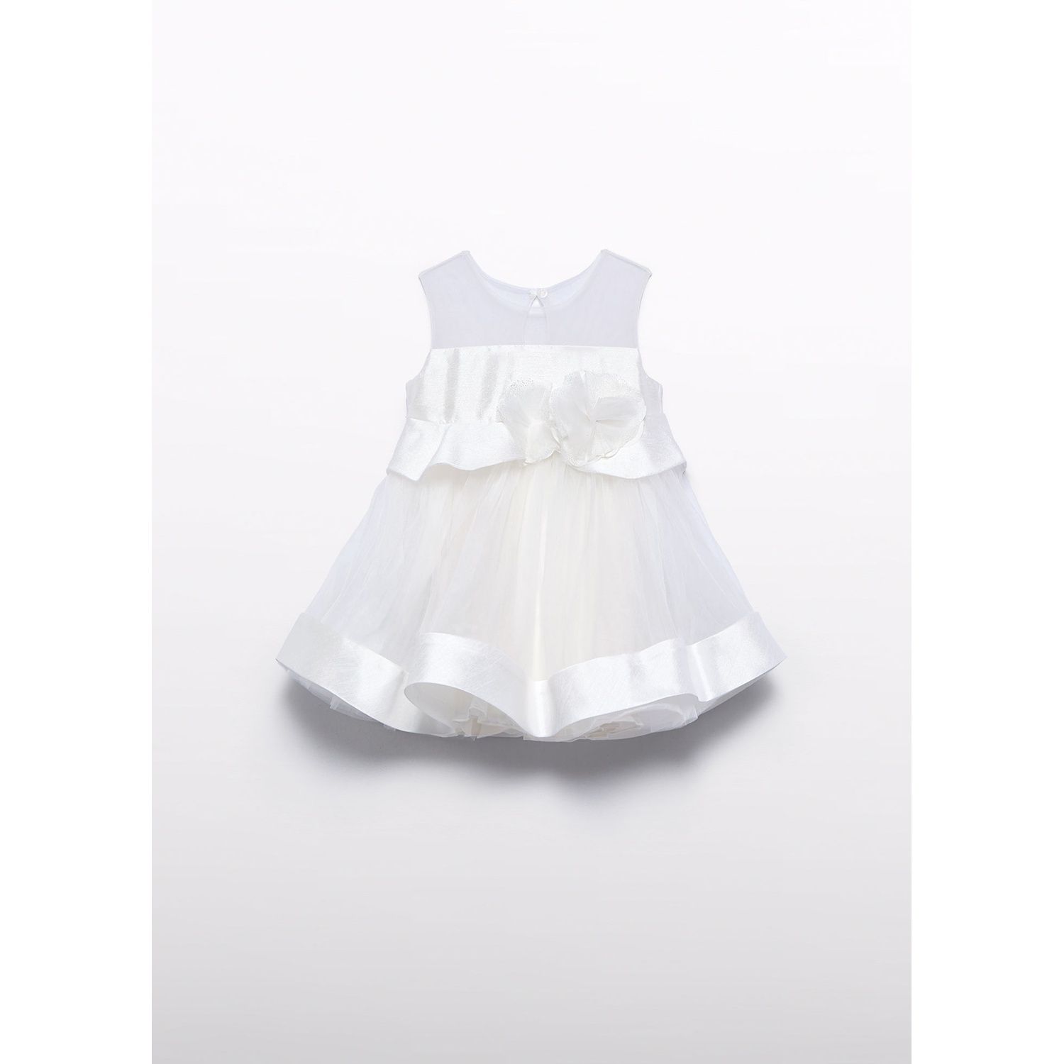 CREAM DRESS TULLE & SHANTUNG FLOWER APPLIQUE / 5001-007