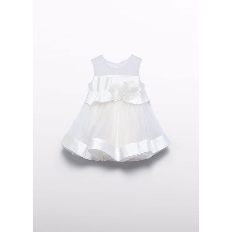 CREAM DRESS TULLE & SHANTUNG FLOWER APPLIQUE / 5001-007