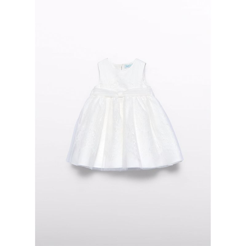 CREAM LACE DRESS CHIFFON BELT / 5003-007