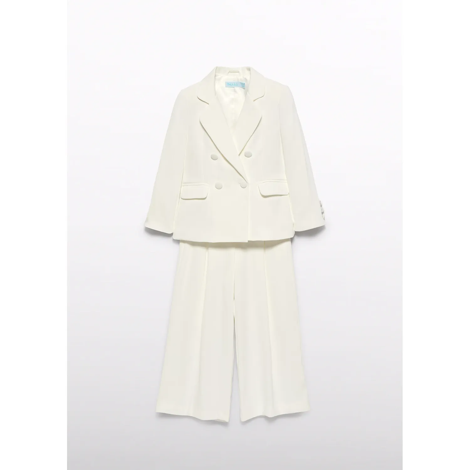 CREAM 2PC CREPE PANTSUIT 2POCKET JCK WIDE LEG PANT / 5240-027