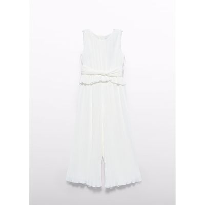 CREAM PLEATED GAUZE JUMSUIT / 5221-015