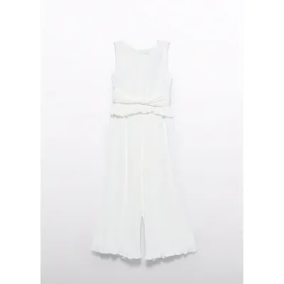 CREAM PLEATED GAUZE JUMSUIT / 5221-015