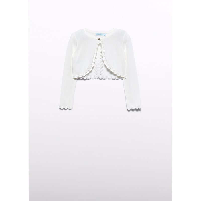 CREAM BOLERO CROCHET TRIM BACK & HEM / 5366-007