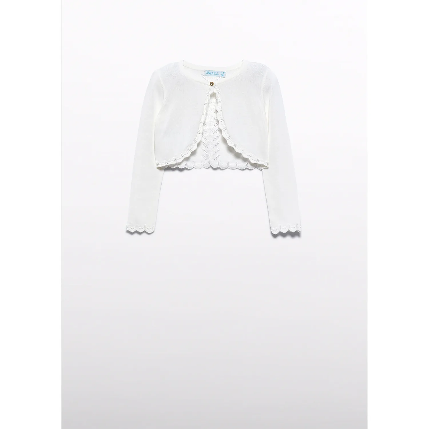 CREAM BOLERO CROCHET TRIM BACK & HEM / 5366-007