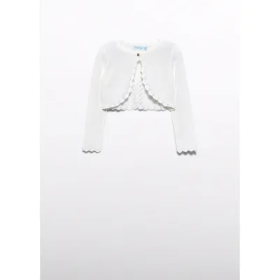 CREAM BOLERO CROCHET TRIM BACK & HEM / 5366-007
