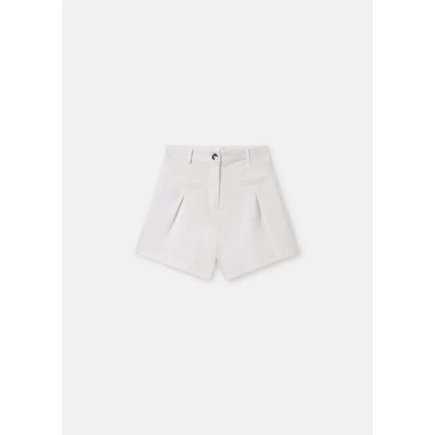 OFF WHITE KNIT SHORTS 2POCKETS FRONT ZIP CLOSURE / 6214-086