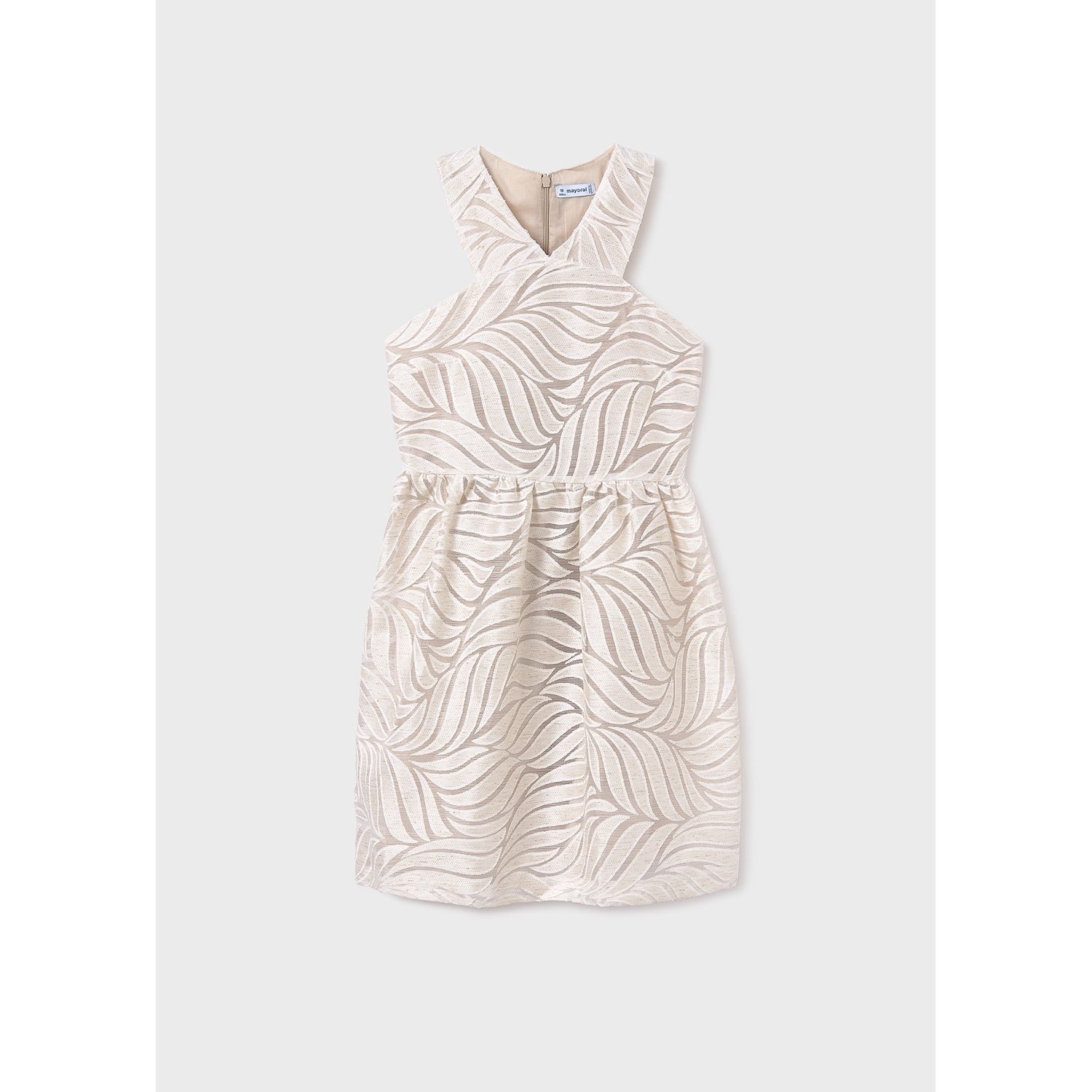 BEIGE DEVORE HALTER TOP DRESS PRINTED / 6976-053