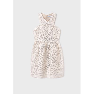 BEIGE DEVORE HALTER TOP DRESS PRINTED / 6976-053