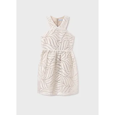 BEIGE DEVORE HALTER TOP DRESS PRINTED / 6976-053