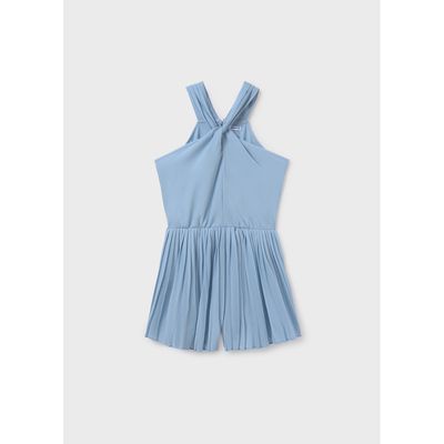LIGHT BLUE PLEATED ROMPER SHORT HALTER TOP / 6863-039