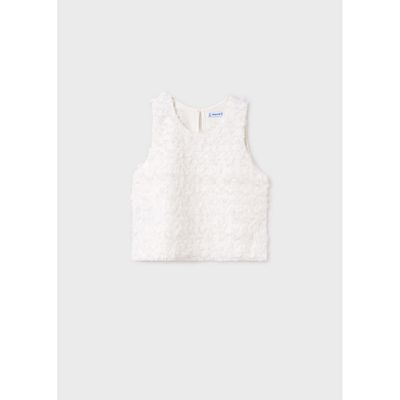 OFF WHITE TOP 3D FLOWER EFFECT SLEEVELESS / 6038-025