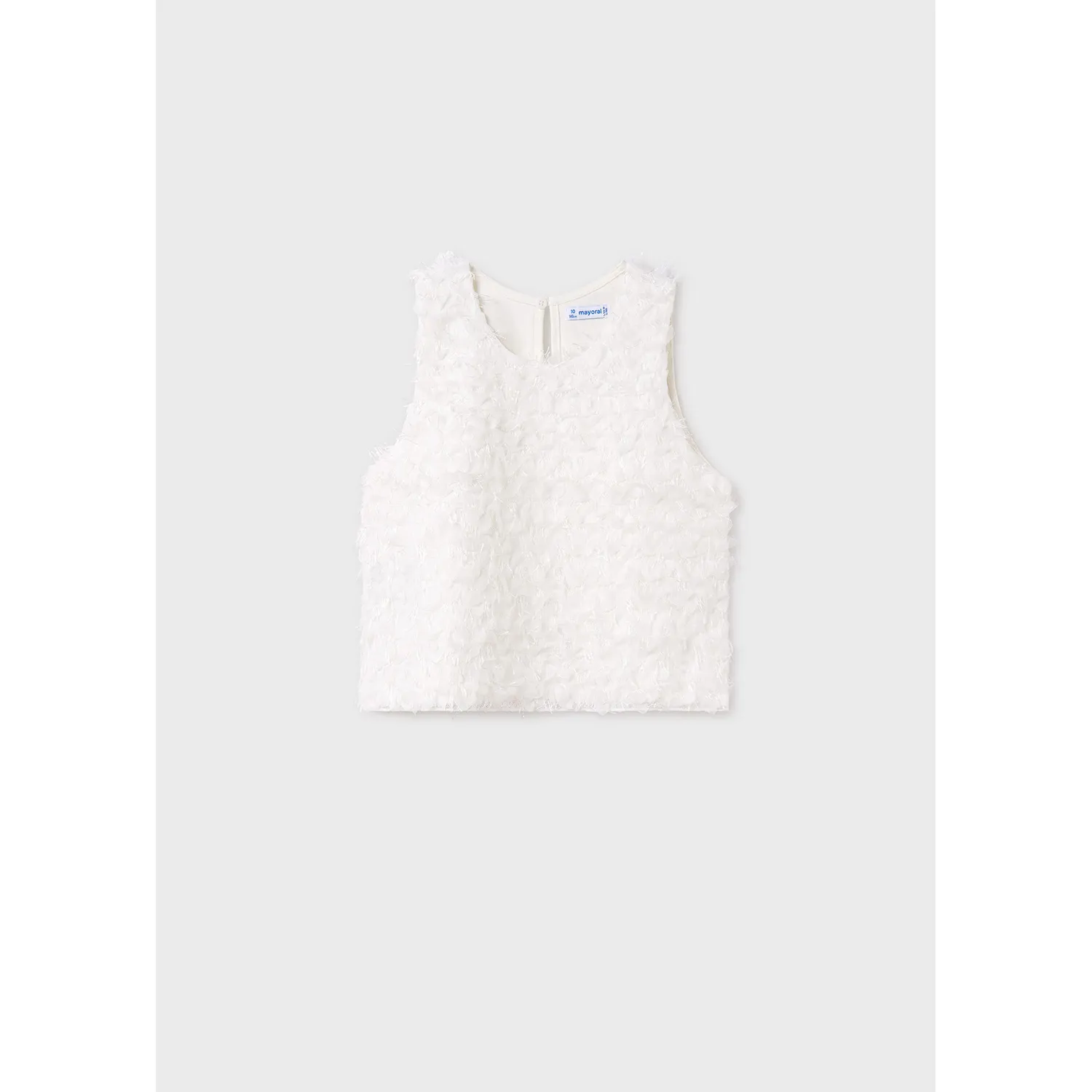 OFF WHITE TOP 3D FLOWER EFFECT SLEEVELESS / 6038-025
