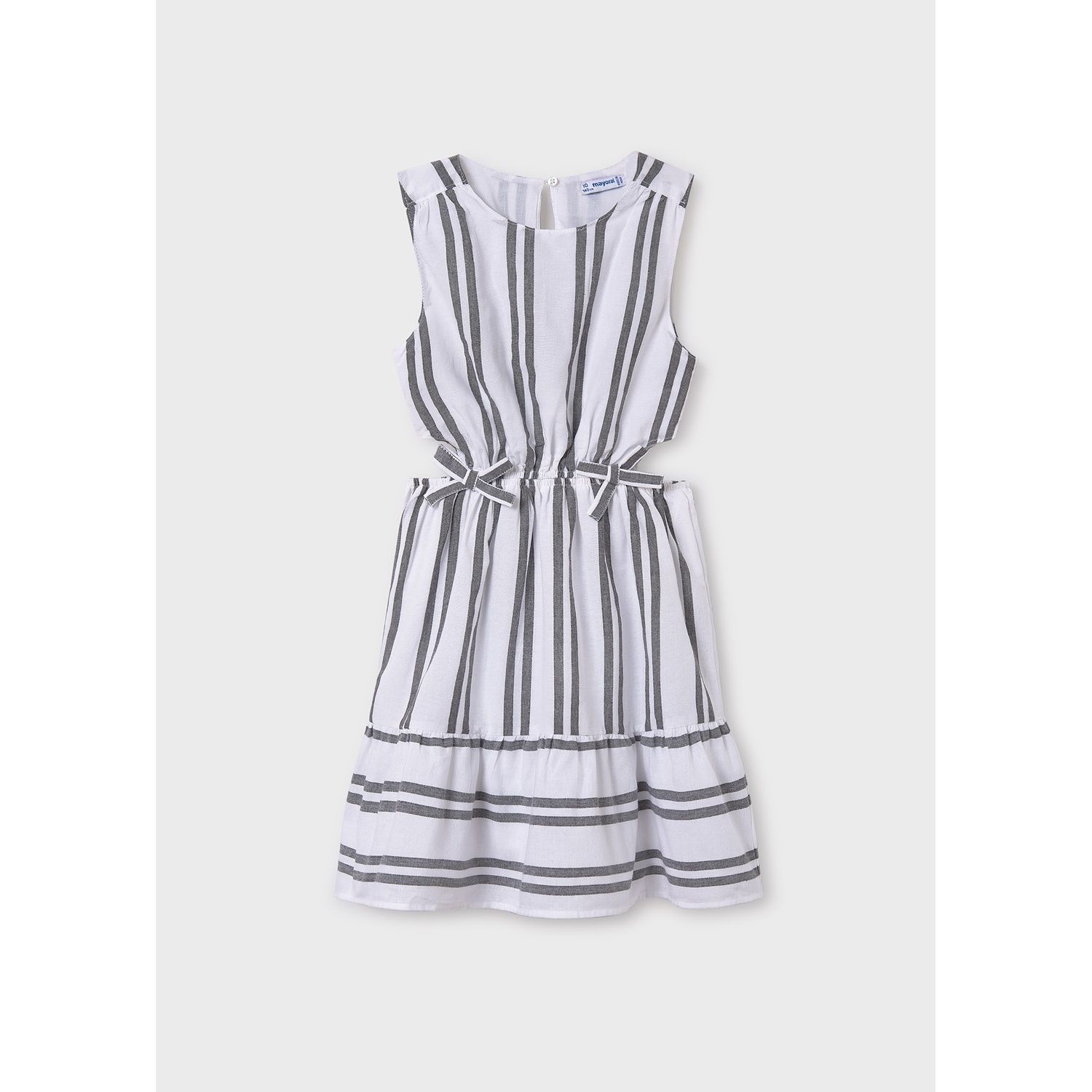 BLACK & CREAM STRIPED DRESS OPEN SIDES / 6982-063