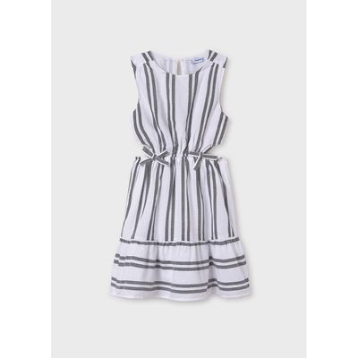 BLACK & CREAM STRIPED DRESS OPEN SIDES / 6982-063