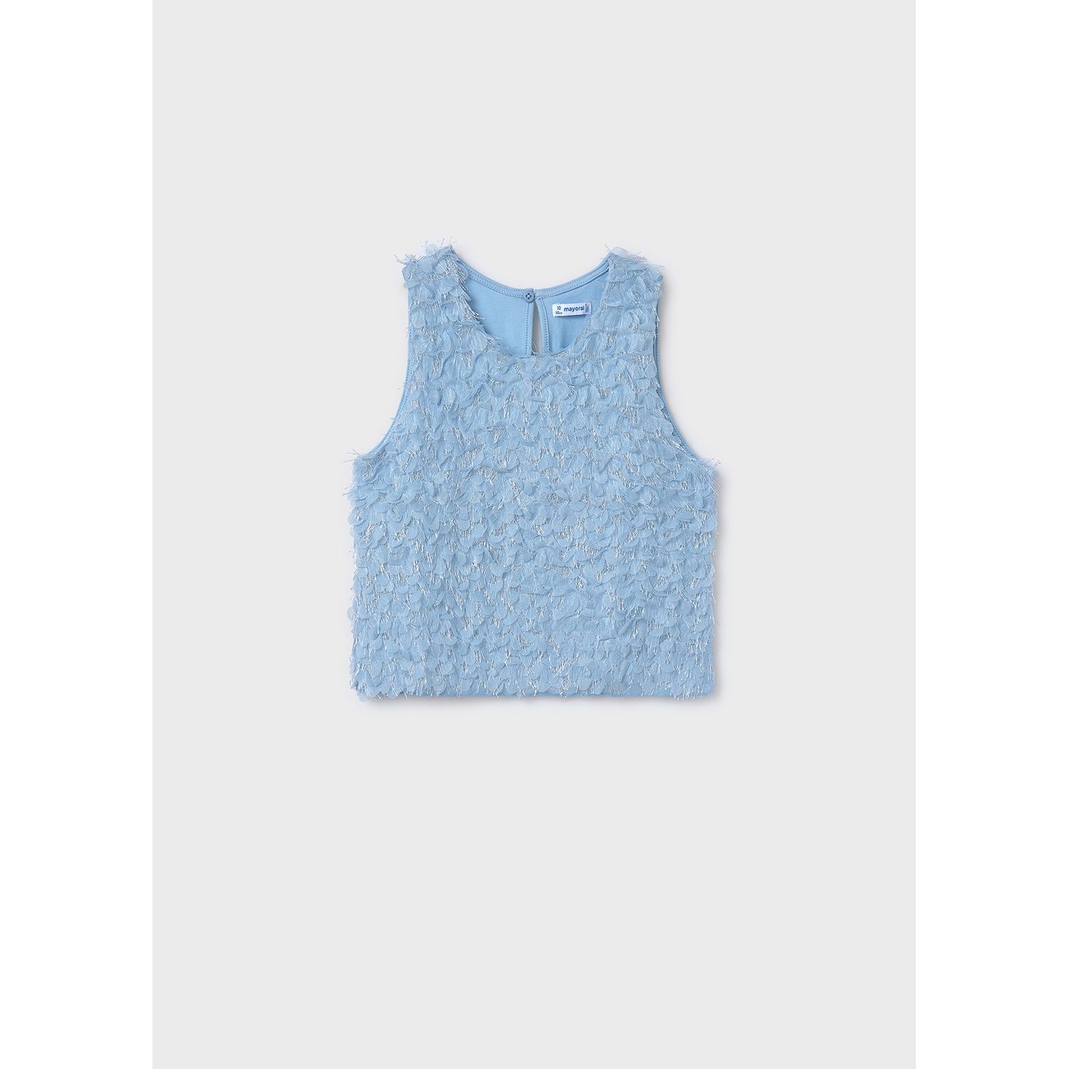 BLUE TOP 3 D FLOWER EFFECT SLEEVELESS / 6038-026