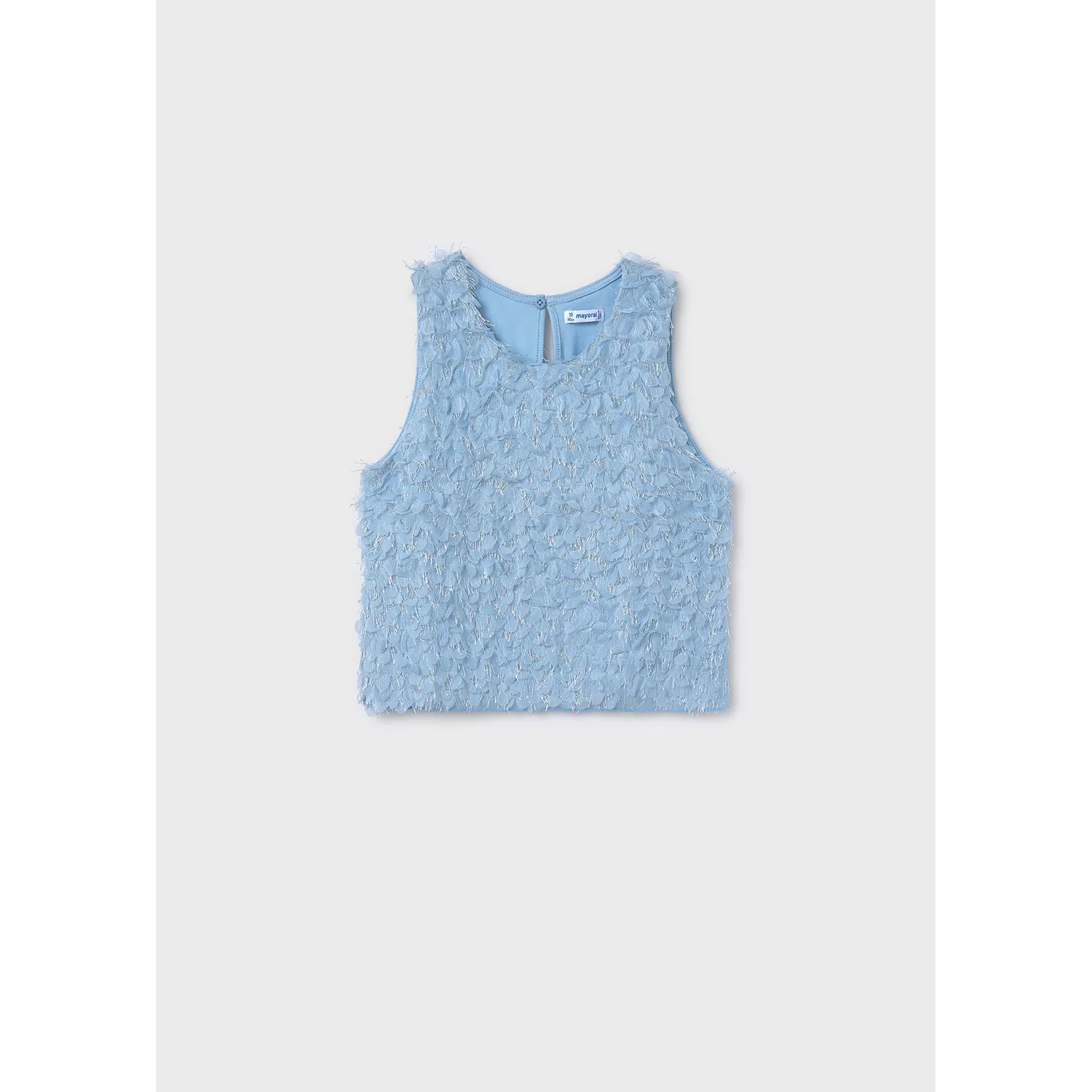BLUE TOP 3 D FLOWER EFFECT SLEEVELESS / 6038-026