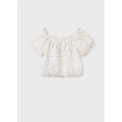 OFF WHITE EYELET CROP TOP / 6151-047