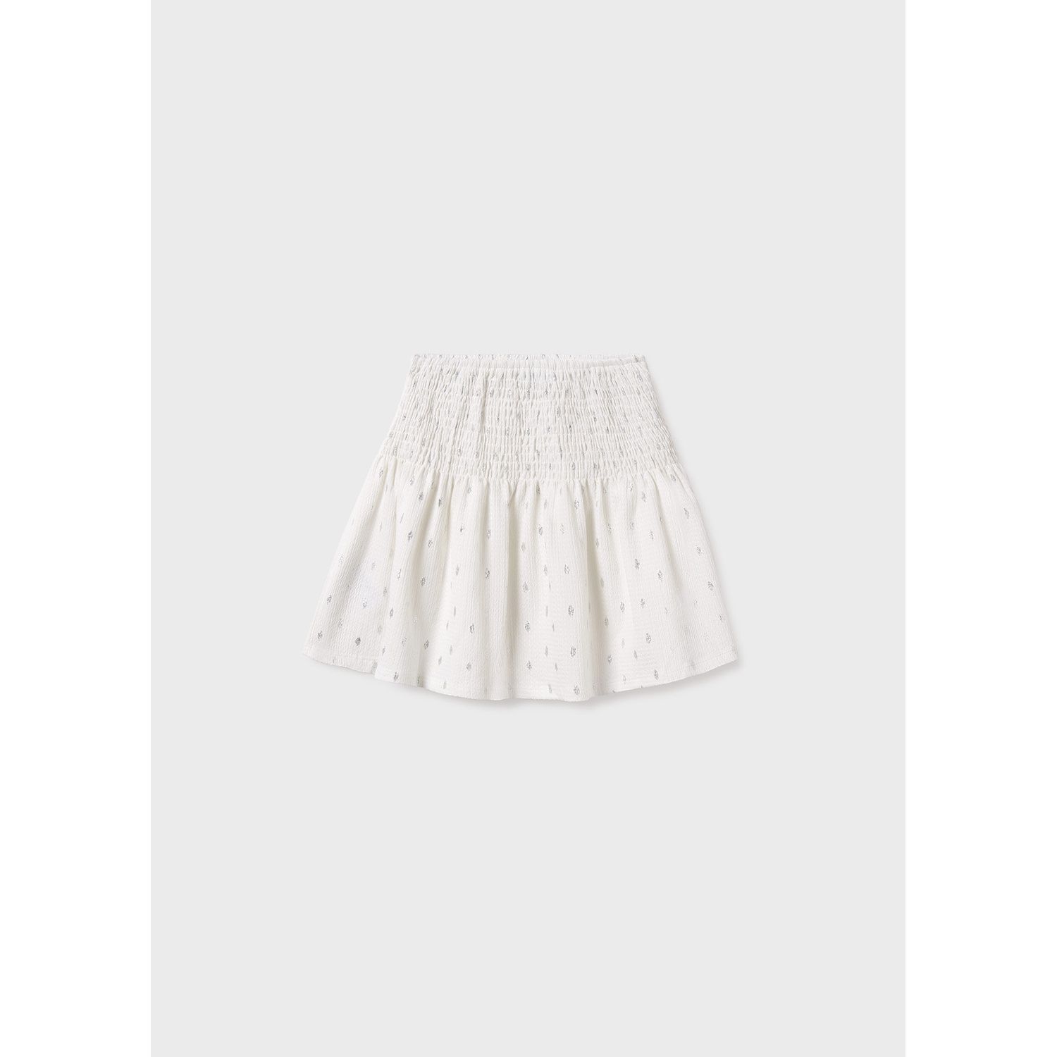 OFF WHITE SKIRT SILVER PRINT SMOCKING / 6971-075