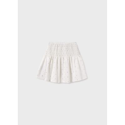 OFF WHITE SKIRT SILVER PRINT SMOCKING / 6971-075