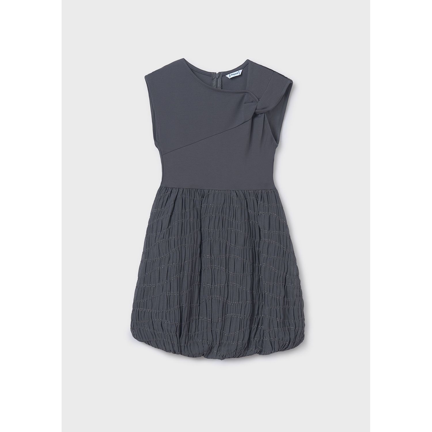 CHARCOAL DRESS SMOCKED SKIRT BUBBLE HEMLINE / 6974-085