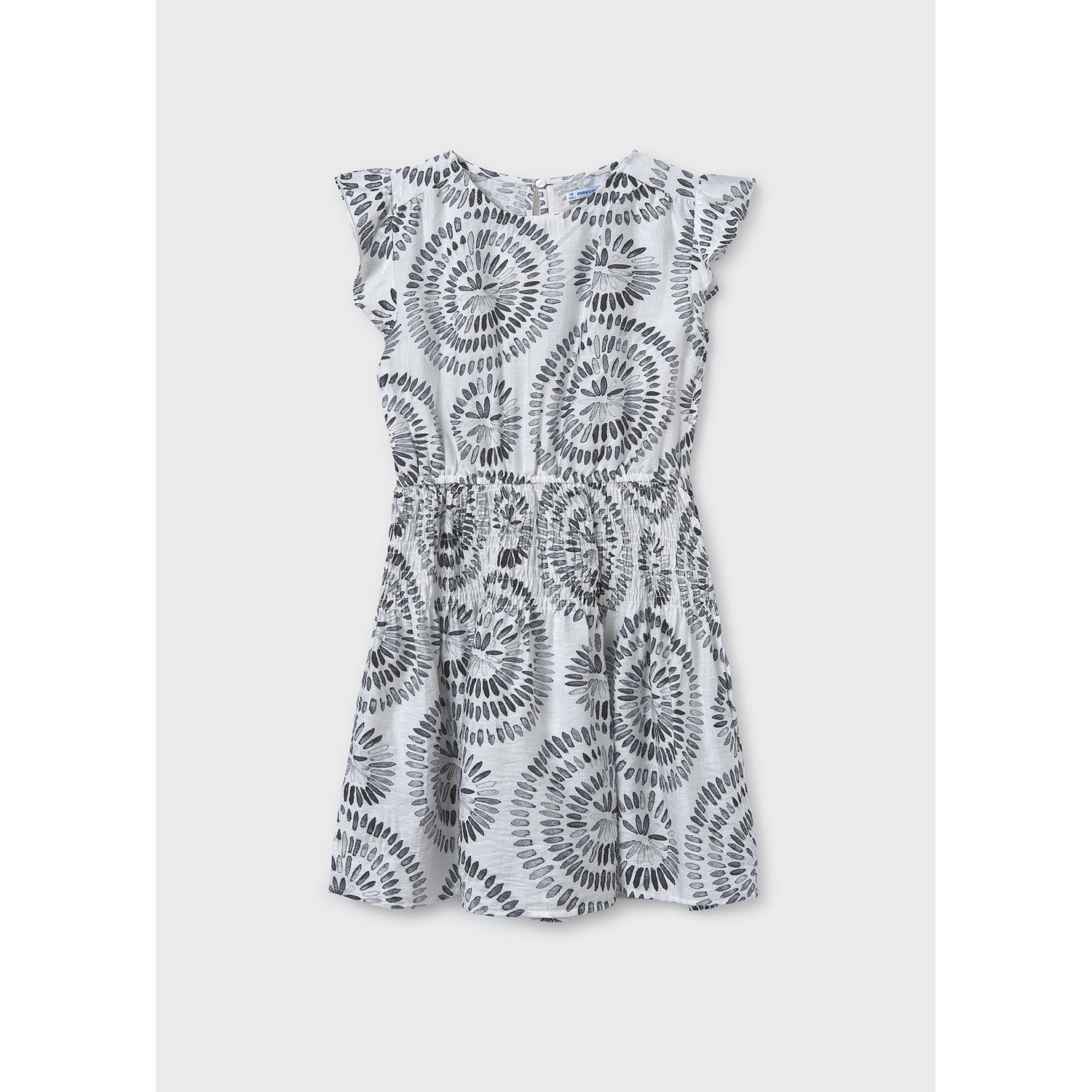 BLACK & WHITE VISCOSE DRESS PRINTED CIRCLES / 6975-022