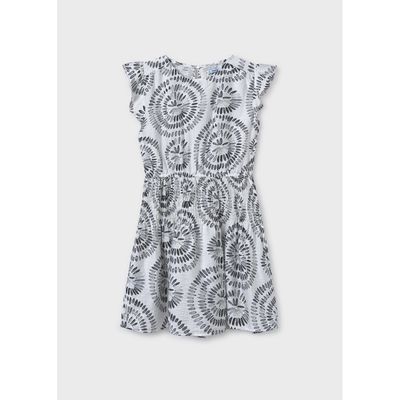 BLACK & WHITE VISCOSE DRESS PRINTED CIRCLES / 6975-022