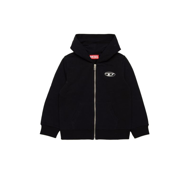 BLACK HOODED CARDIGAN ZIP CLOSURE / J02244-K900