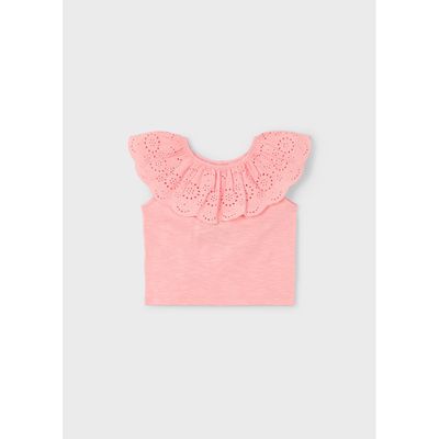 PEACH TSHIRT EYELET COLAR SLEEVELESS / 3012-018