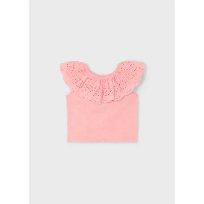 PEACH TSHIRT EYELET COLAR SLEEVELESS / 3012-018