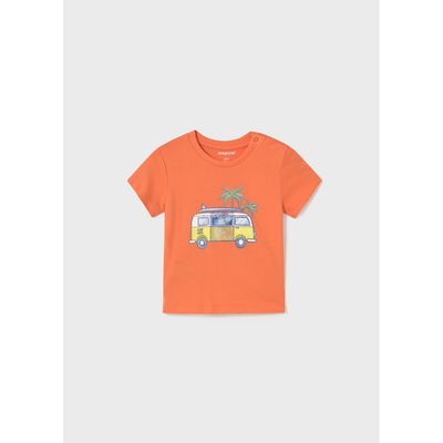 ORANGE TSHIRT BUS PRINT SHORT SLEEVE / 1063-044