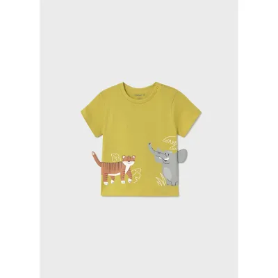 YELLOW TSHIRT TIGER & ELEPHANT PRINT SHORT SLEEVE / 1061-041