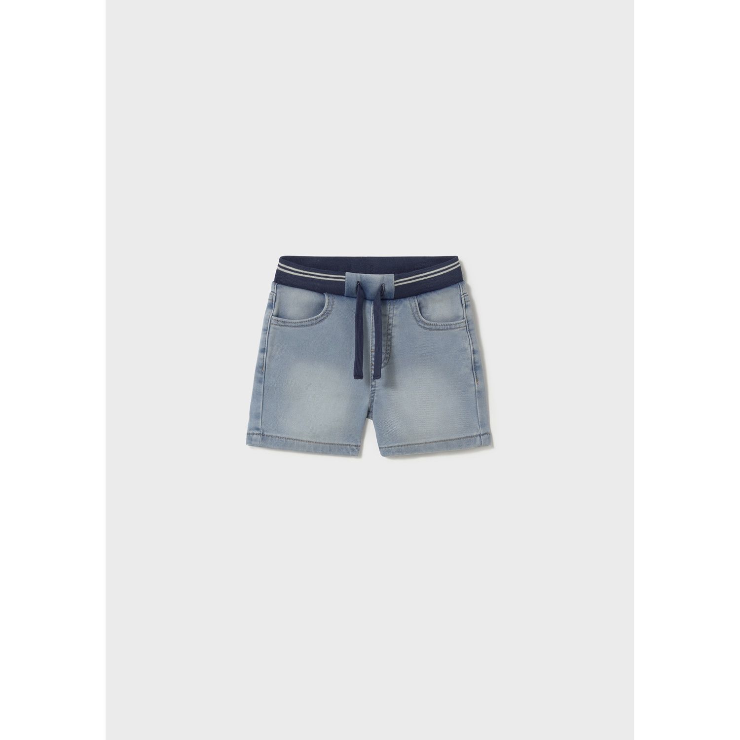 BLEACHED DENIM SHORTS ELASTIC WAIST / 1248-024