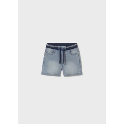 BLEACHED DENIM SHORTS ELASTIC WAIST / 1248-024