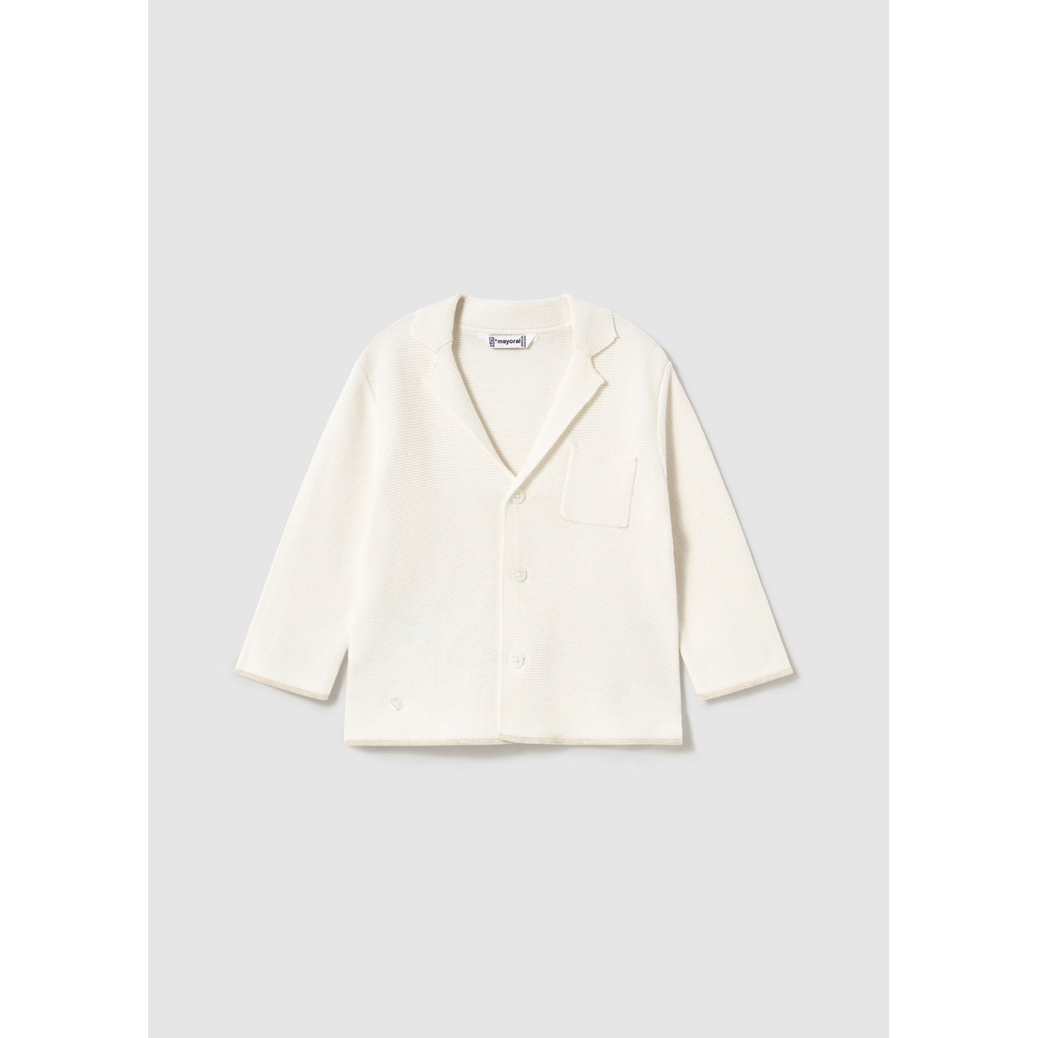 CREAM KNIT CARDIGAN WITH COLLAR & POCKET / 1469-065