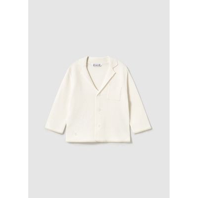 CREAM KNIT CARDIGAN WITH COLLAR & POCKET / 1469-065