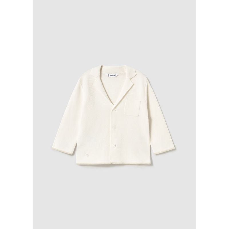 CREAM KNIT CARDIGAN WITH COLLAR & POCKET / 1469-065