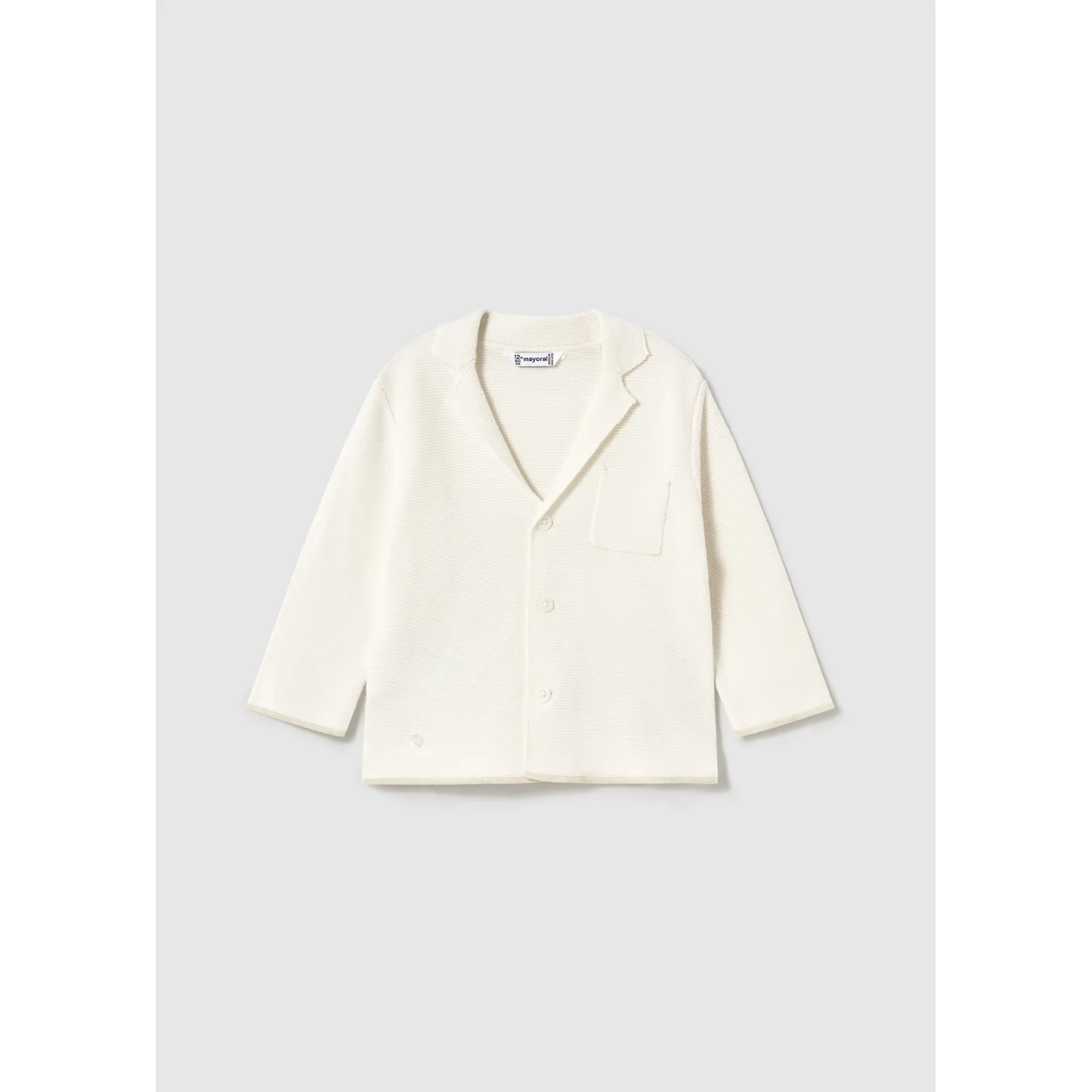 CREAM KNIT CARDIGAN WITH COLLAR & POCKET / 1469-065