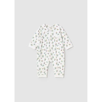 CREAM SLEEPER GREEN FLOWER PRINT SIDE CLOSURE / 1753-062