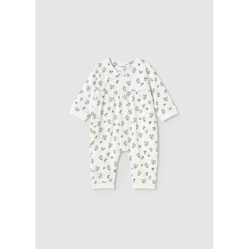 CREAM SLEEPER GREEN FLOWER PRINT SIDE CLOSURE / 1753-062