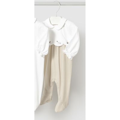 BEIGE DOT PRINT SLEEPER WHITE BODICE / 1751-058
