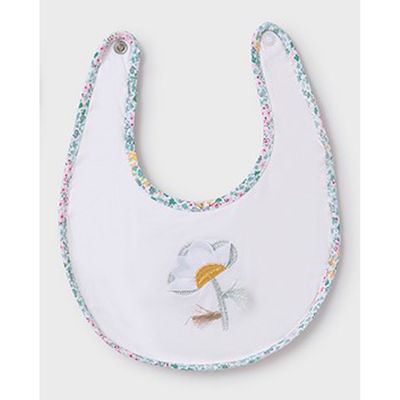 CREAM BIB FLOWER EMBROIDERY PRINTED EDGING / 9872-070A