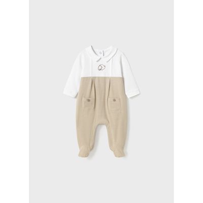 WHITE & BIEGE SLEEPER PUPPY FACE 2 POCKETS / 1704-089