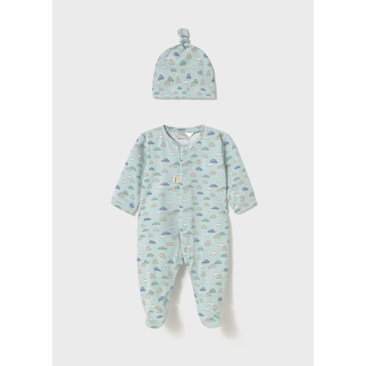 GREEN 2PC SLEEPER & HAT CAR PRINT FRONT CLOSURE / 1706-094