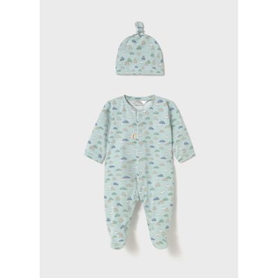 GREEN 2PC SLEEPER & HAT CAR PRINT FRONT CLOSURE / 1706-094